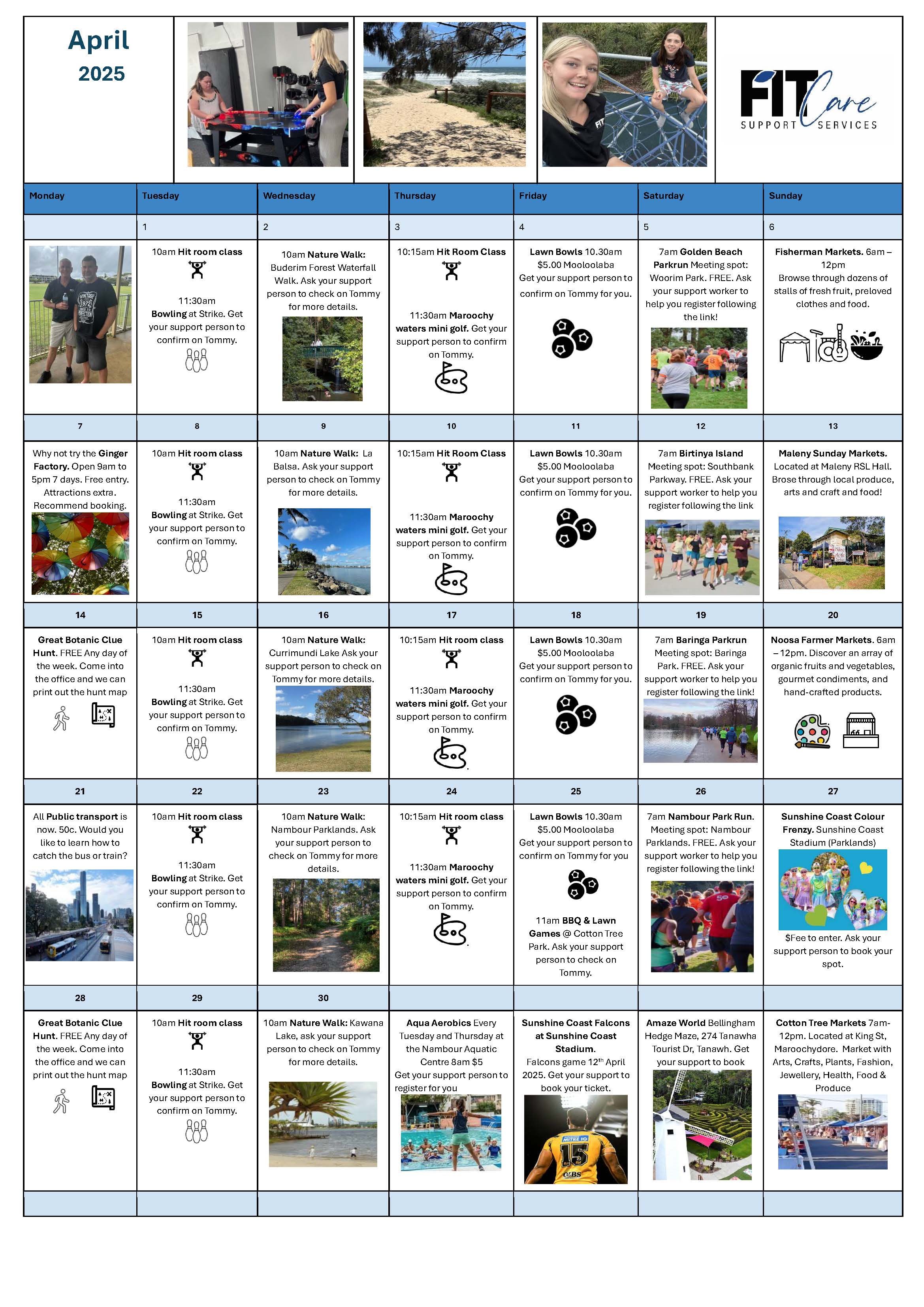 April Activity Calendar