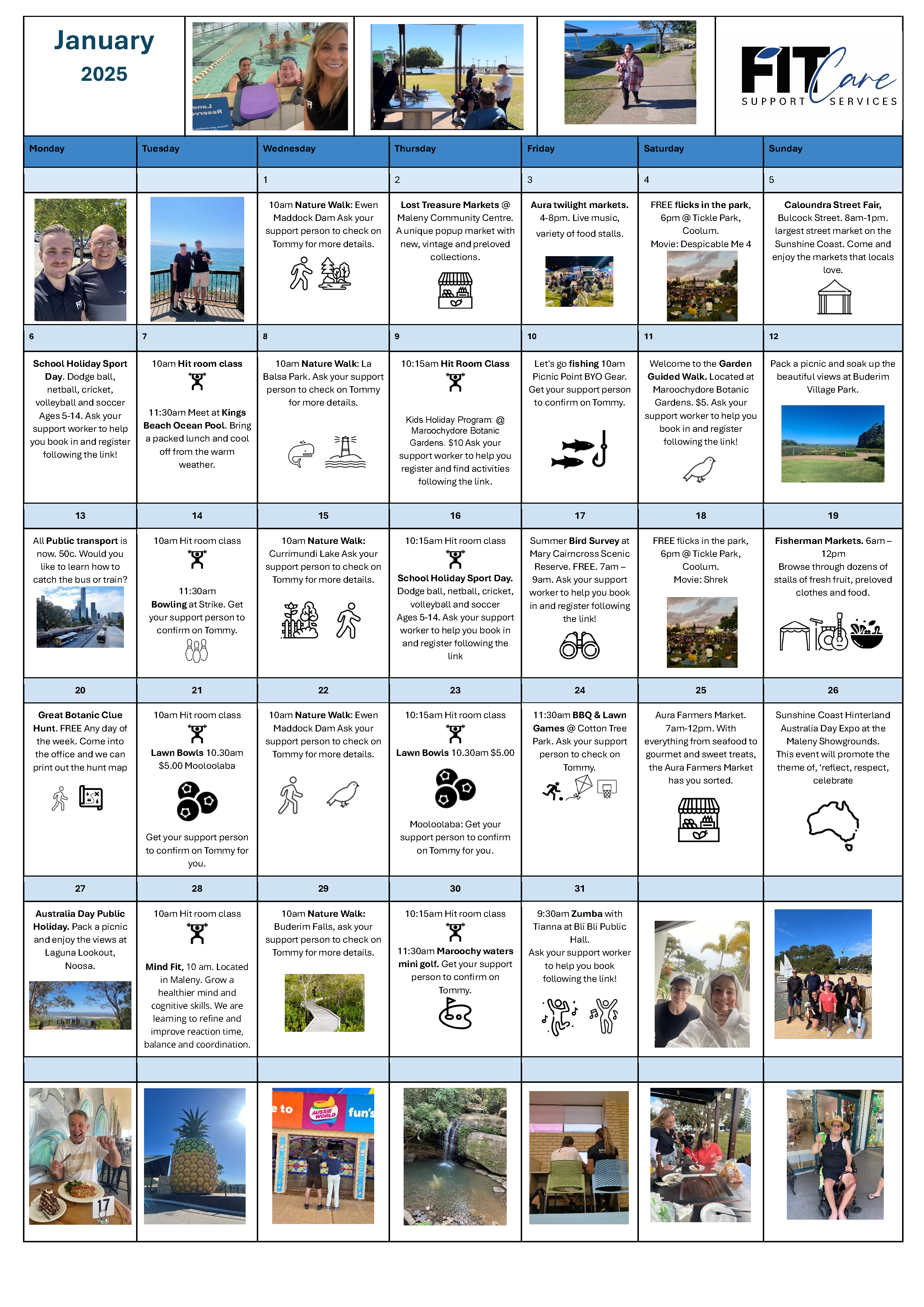January Activity Calendar